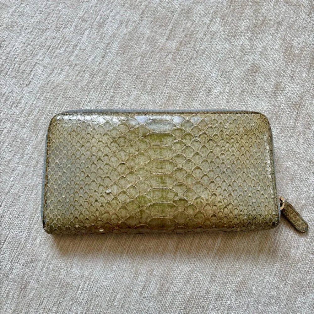 Authentic CHANEL multicolor python skin zip around long wallet